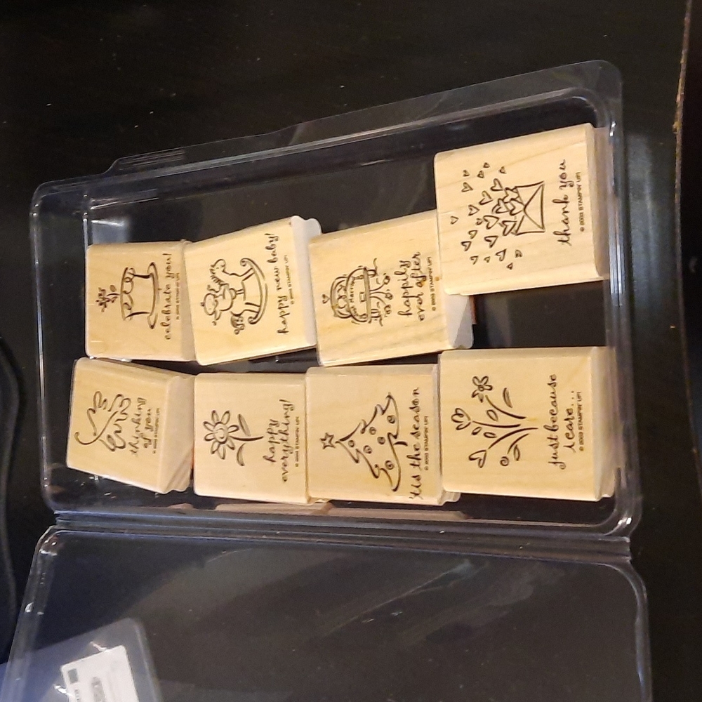 Greetings Galore wood mounted rubber stamp set.